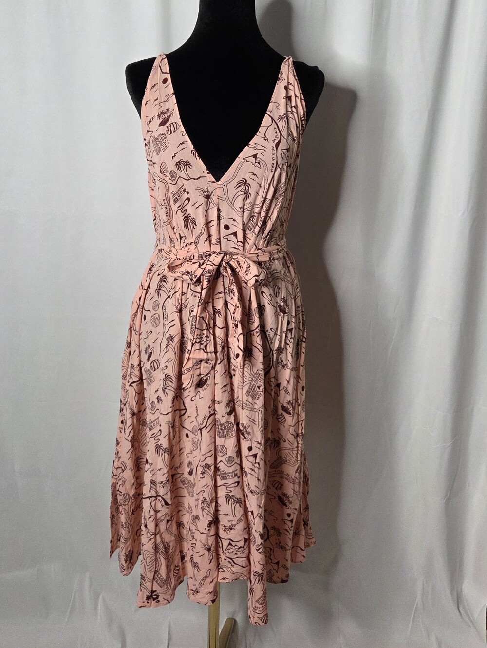 & Other Stories Paris Atelier Tropic Map Print Sleeveless Pintuck Dress